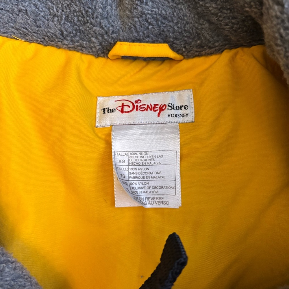 Vintage The Disney Store Yellow Mickey Mouse 1/4 Zip Pullover Parka Coat XL - Picture 4 of 6
